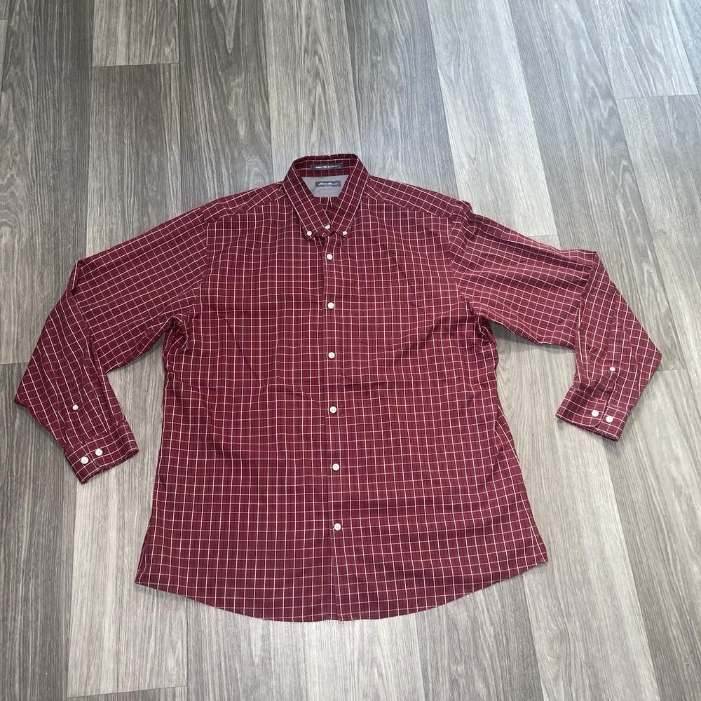 Eddie Bauer Men's Classic Plaid Relaxed Fit Long Sleeve Vintage Button-Down XLT
